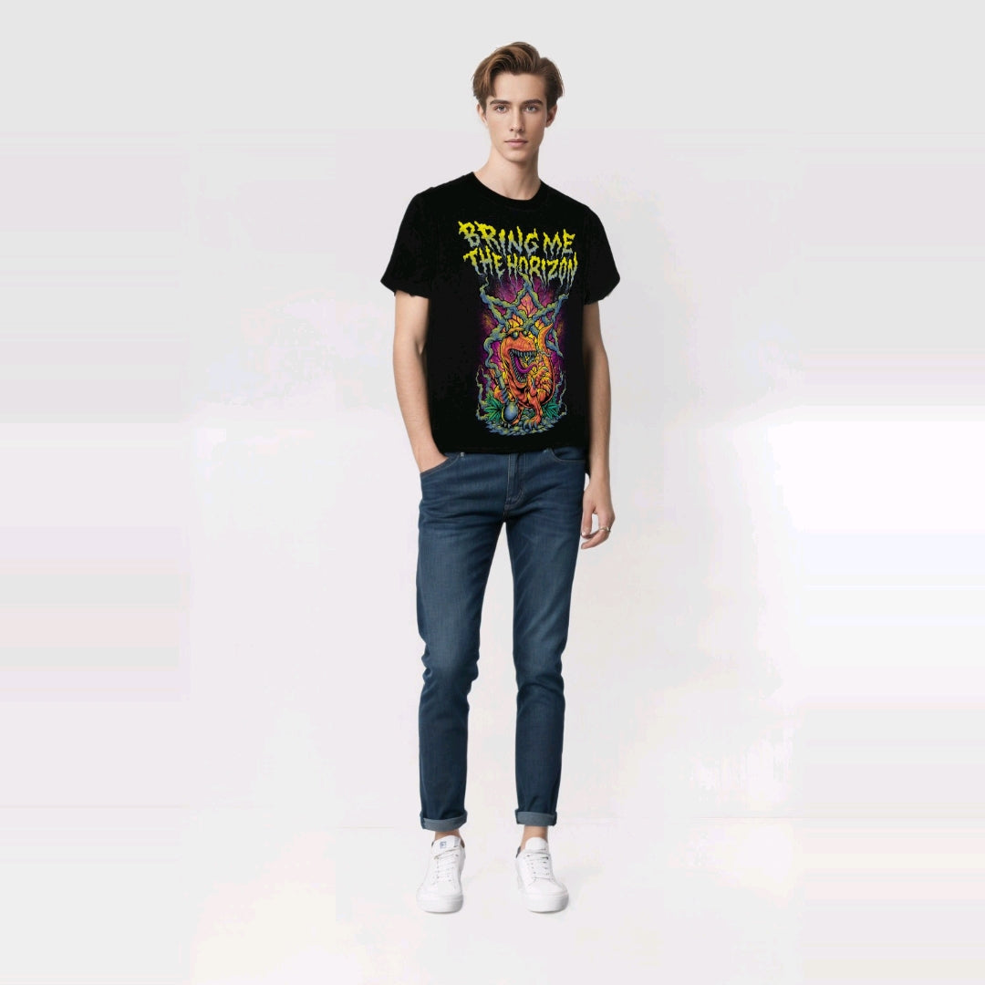 BRING ME THE HORIZON UNISEX T-SHIRT: SMOKING DINOSAUR