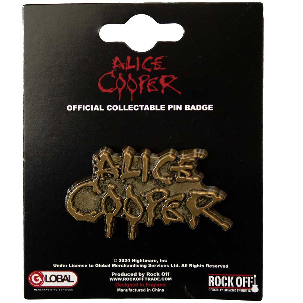 Alice Cooper Dripping Logo Gold Pin Badge