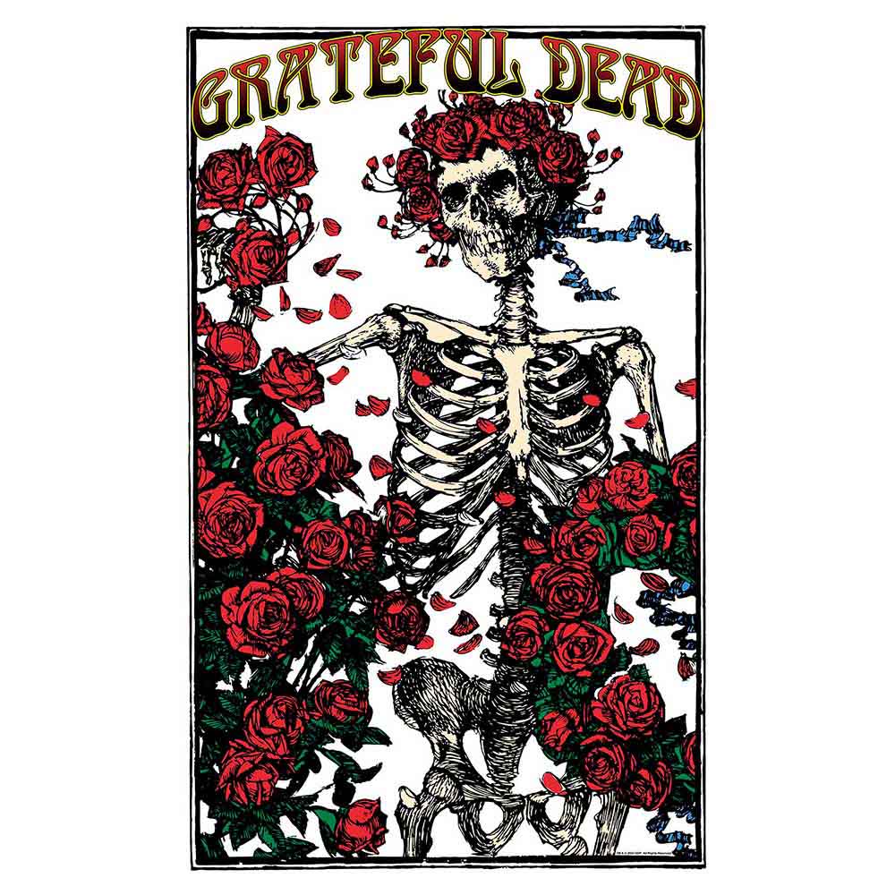 Grateful Dead Skeleton a Rose Textile Poster