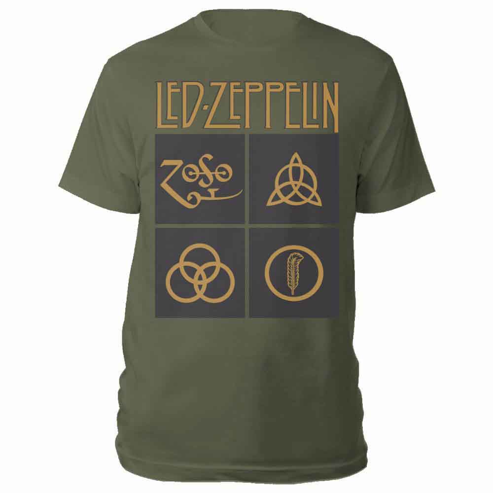 Led Zeppelin Gold Symbols In Black Square