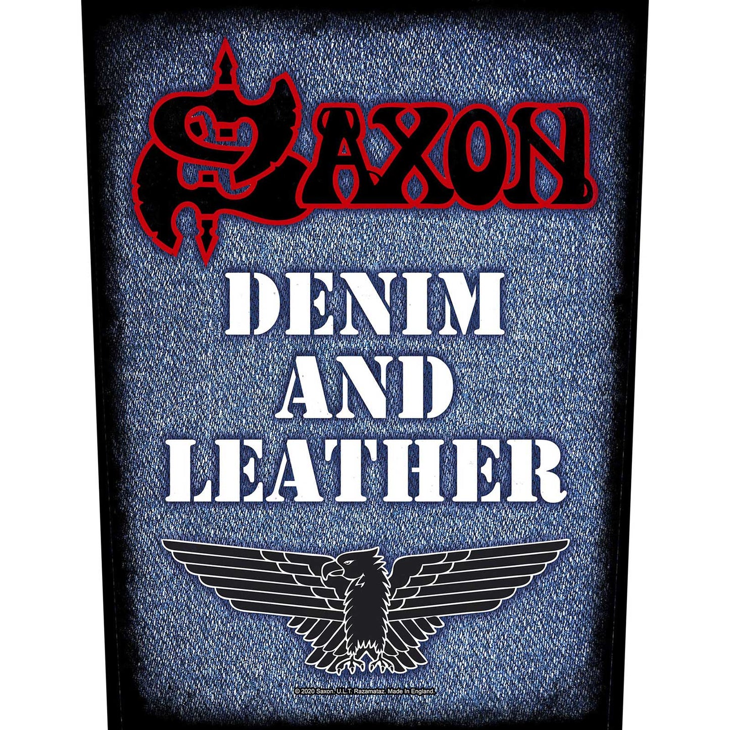 SAXON BACK PATCH: DENIM & LEATHER