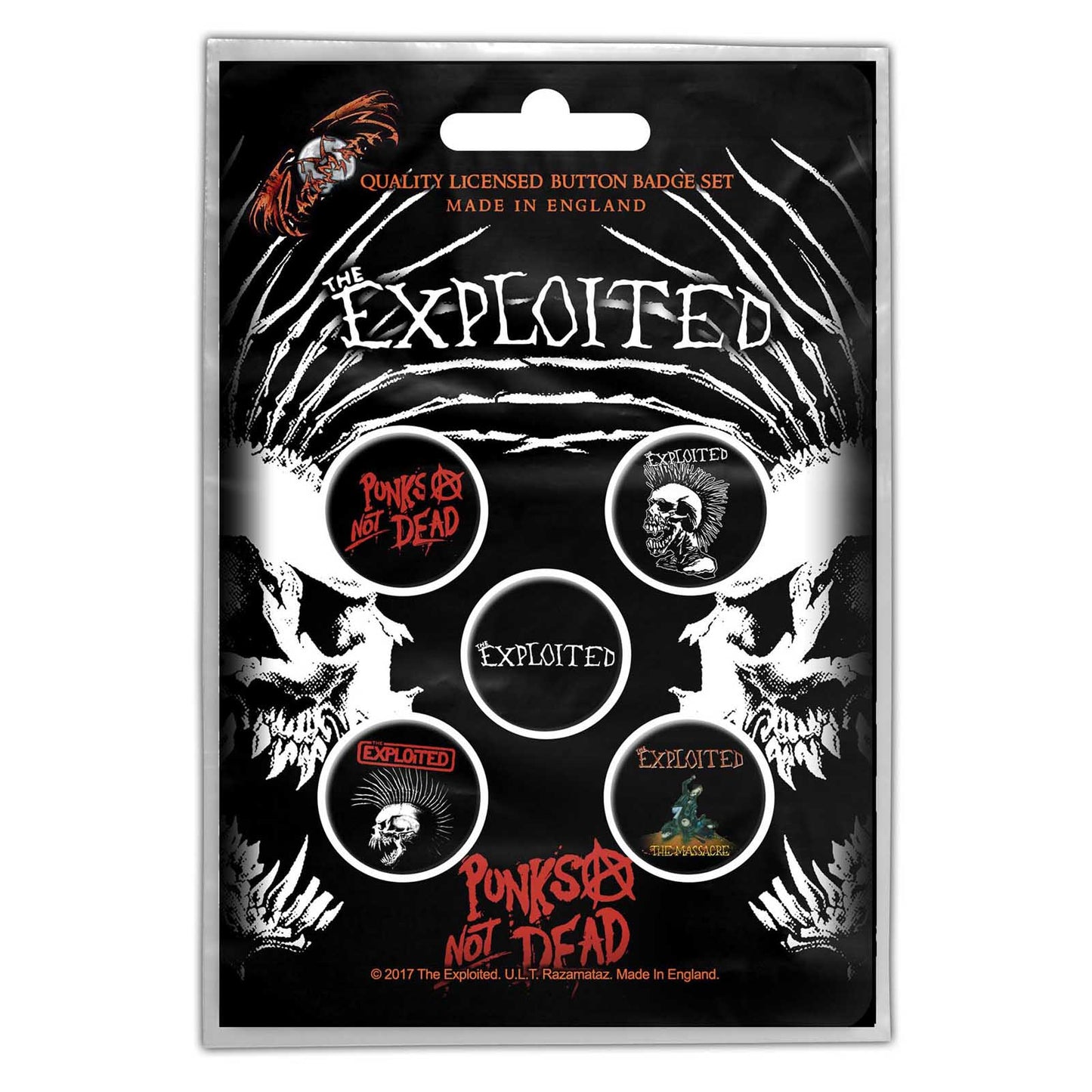 THE EXPLOITED BUTTON BADGE PACK: PUNKS NOT DEAD