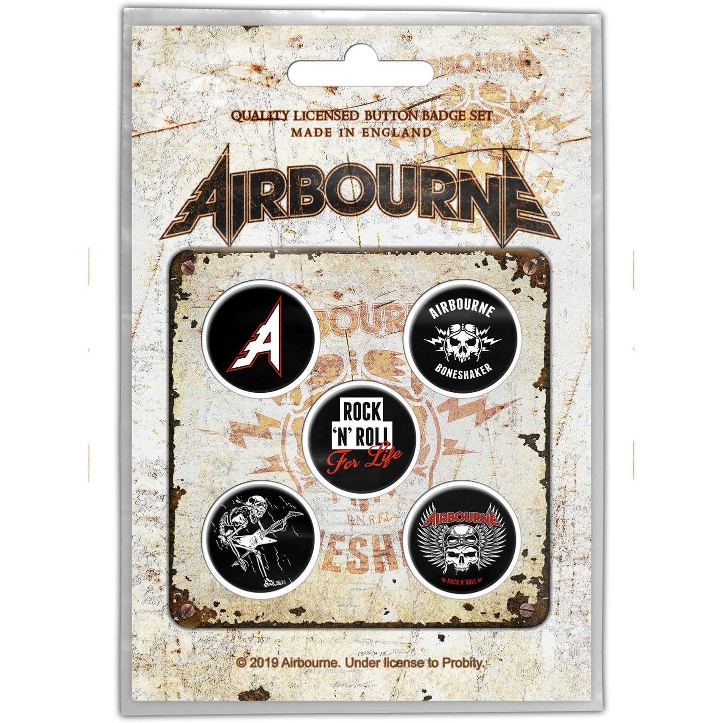 AIRBOURNE BUTTON BADGE PACK: BONESHAKER