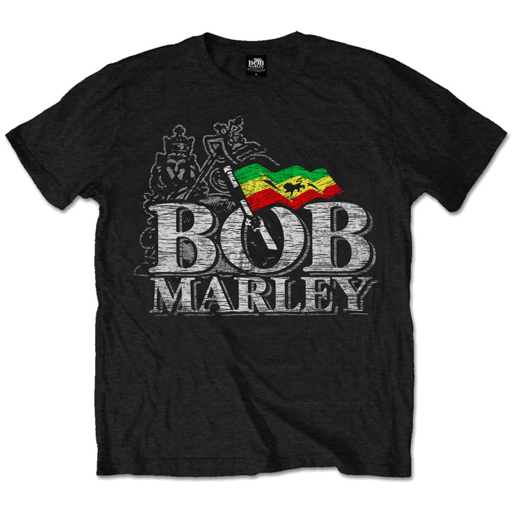 BOB MARLEY UNISEX T-SHIRT: DISTRESSED LOGO