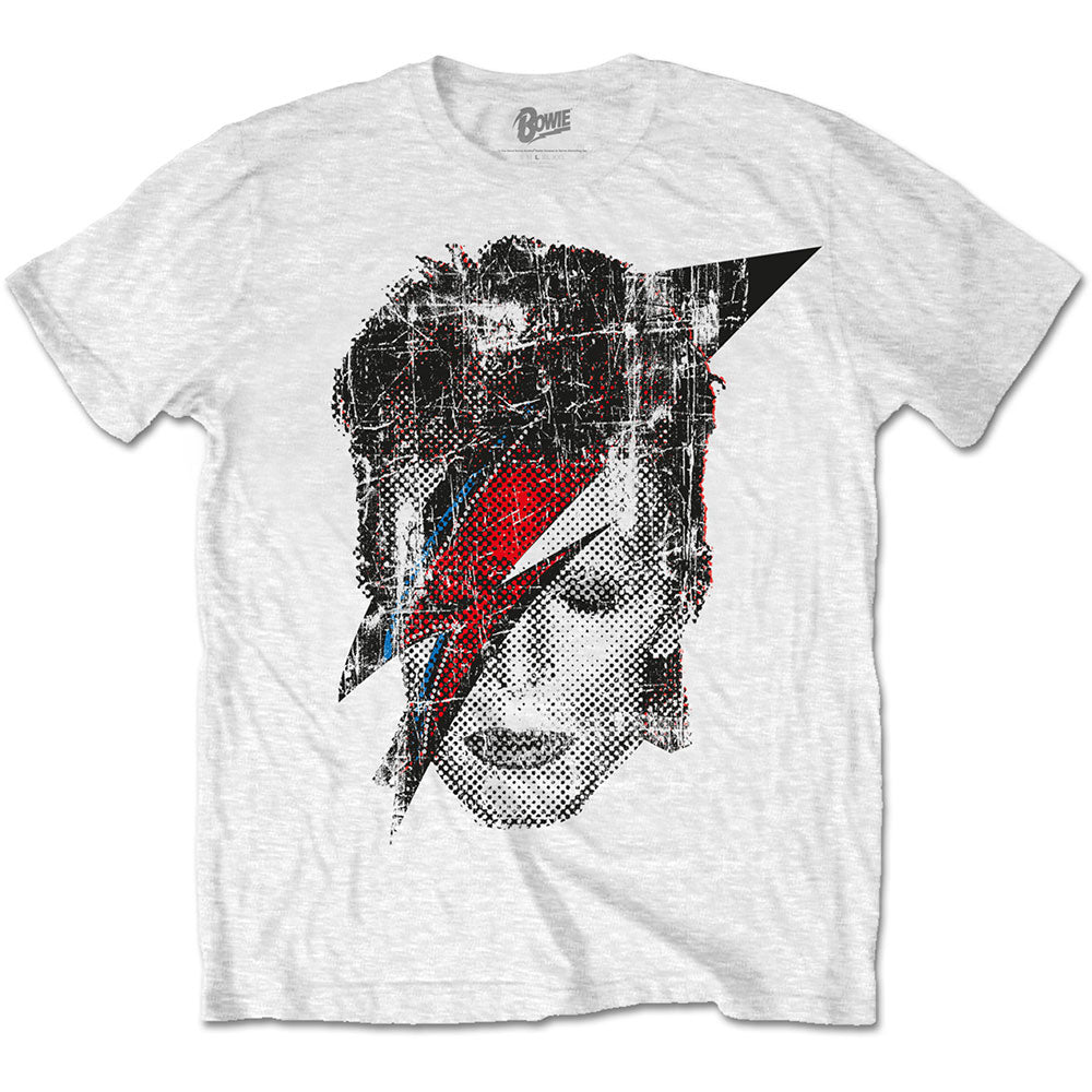 DAVID BOWIE UNISEX T-SHIRT: HALFTONE FLASH FACE
