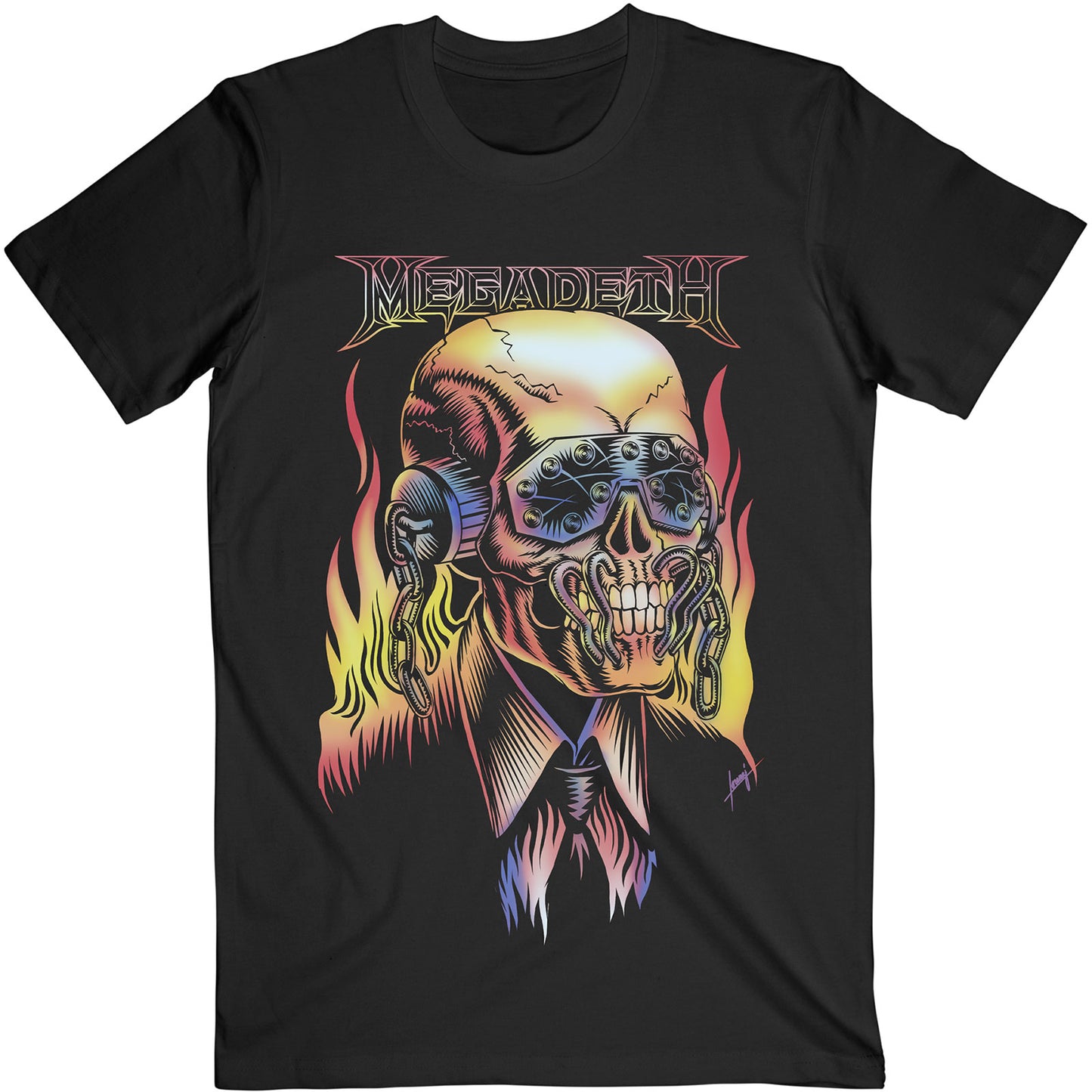 MEGADETH UNISEX T-SHIRT: FLAMING VIC