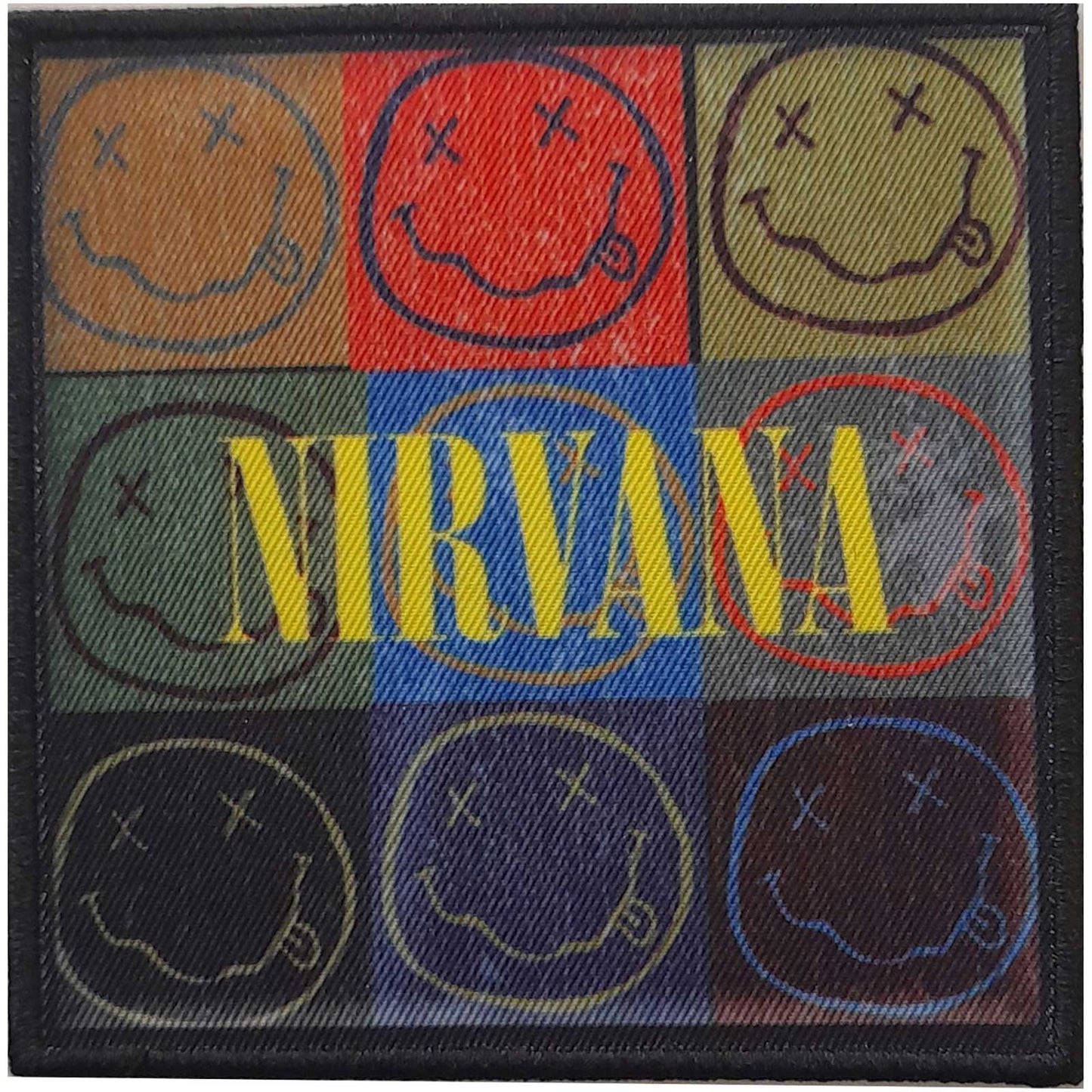 NIRVANA STANDARD PATCH: DISTRESSED HAPPY FACES BLOCKS