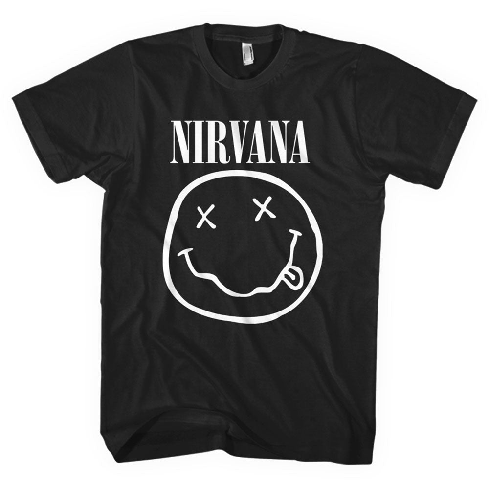 NIRVANA UNISEX T-SHIRT: WHITE HAPPY FACE