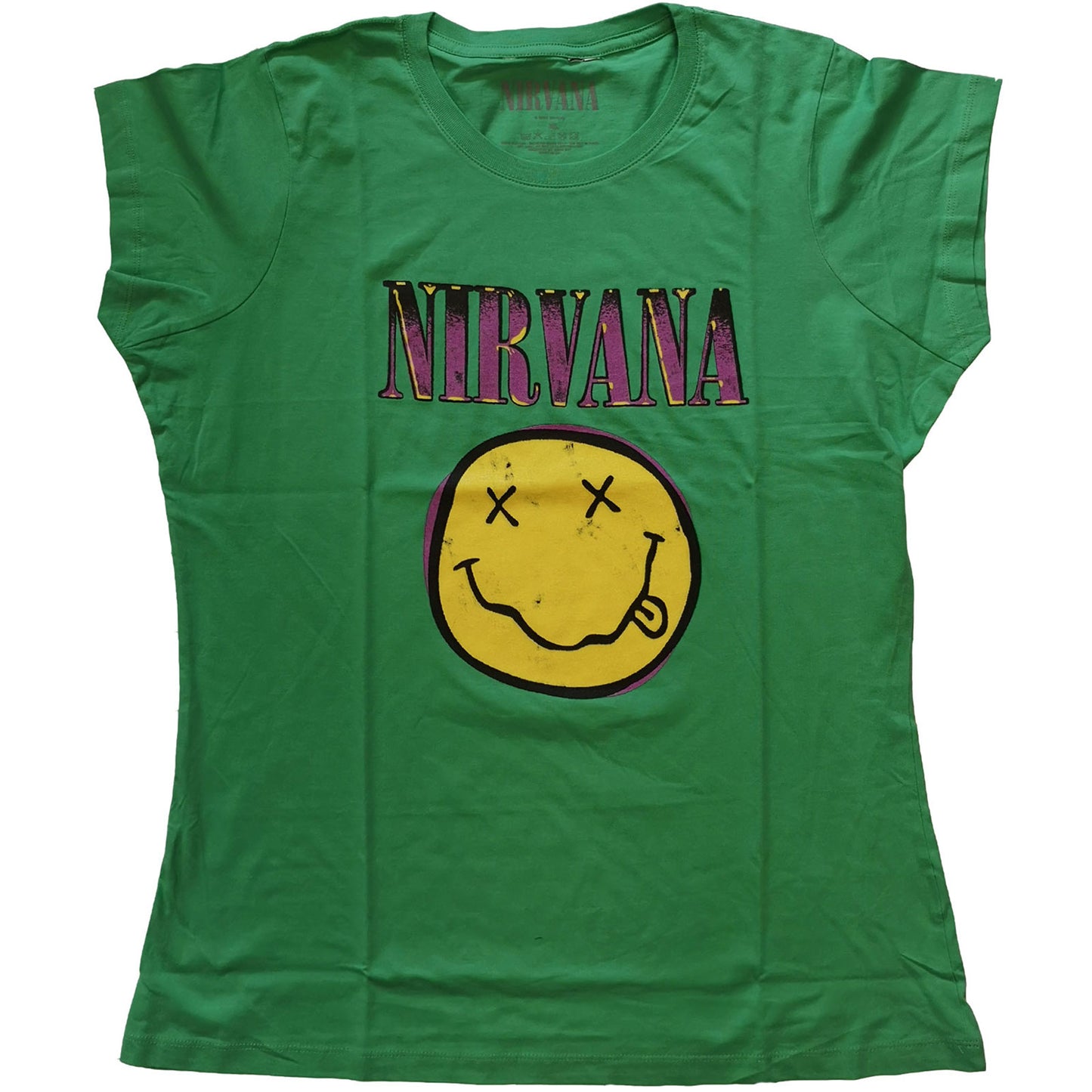 NIRVANA LADIES T-SHIRT: XEROX HAPPY FACE