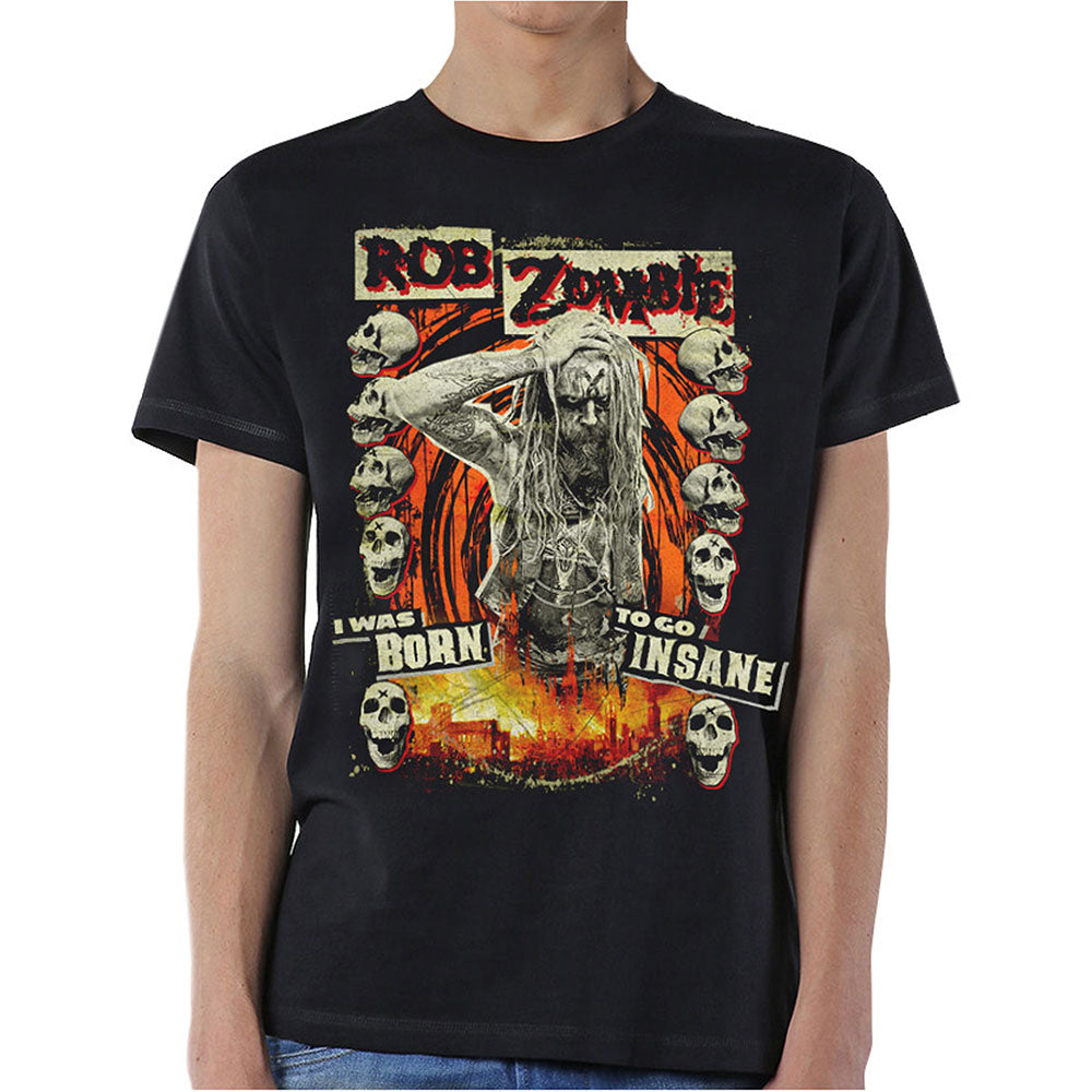 ROB ZOMBIE UNISEX T-SHIRT: BORN TO GO INSANE