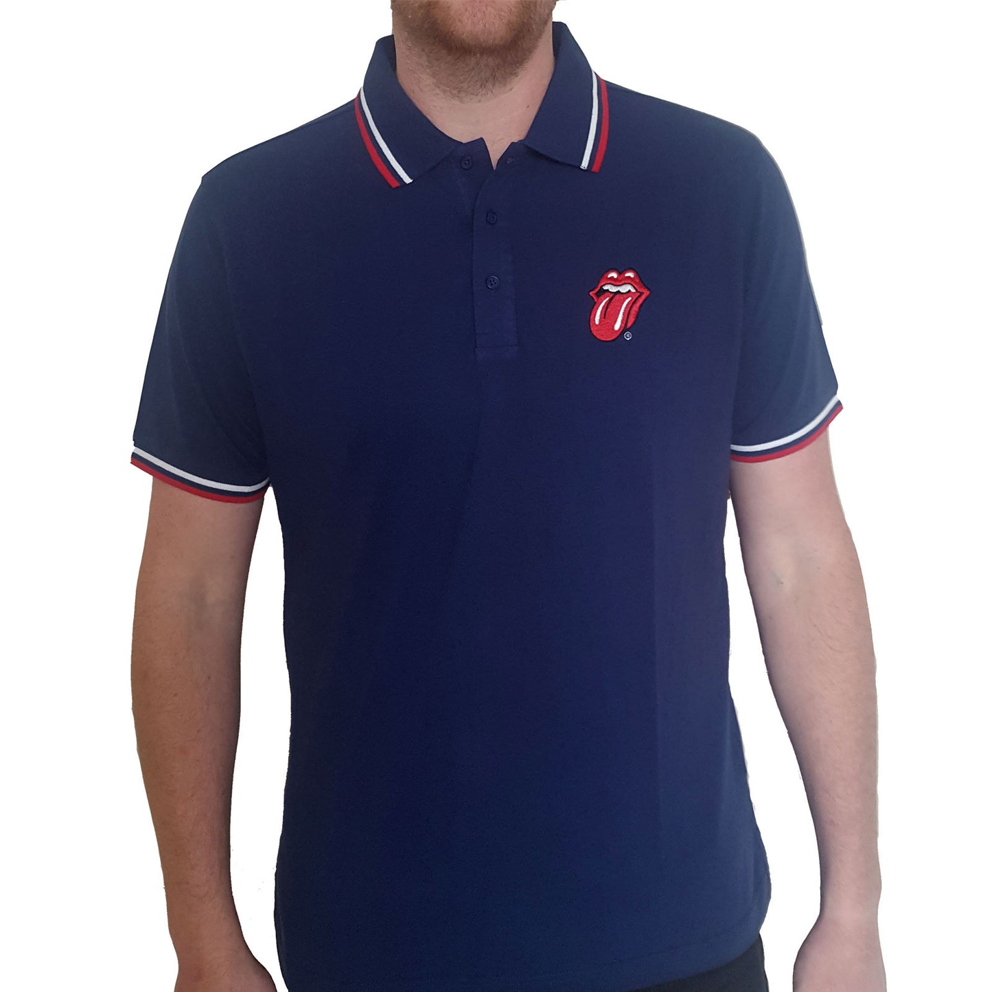 THE ROLLING STONES UNISEX POLO SHIRT: CLASSIC TONGUE