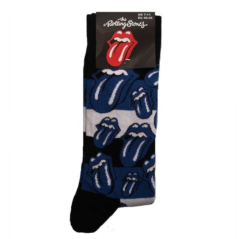 THE ROLLING STONES UNISEX ANKLE SOCKS: BLUE TONGUES (UK SIZE 7 - 11)