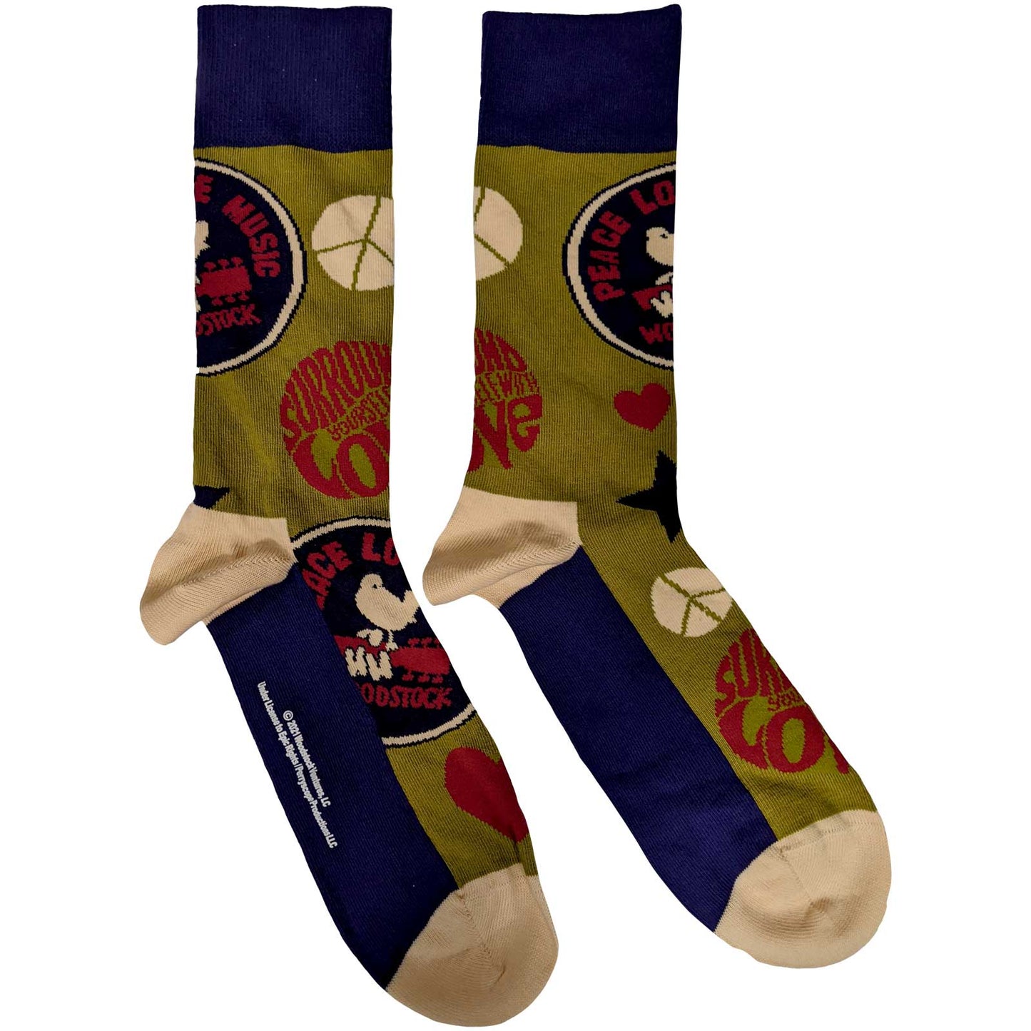 Woodstock peace love music Unisex Ankle Socks