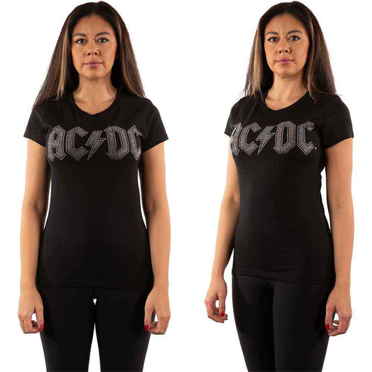 AC/DC LADIES T-SHIRT: LOGO EMBELLISHED