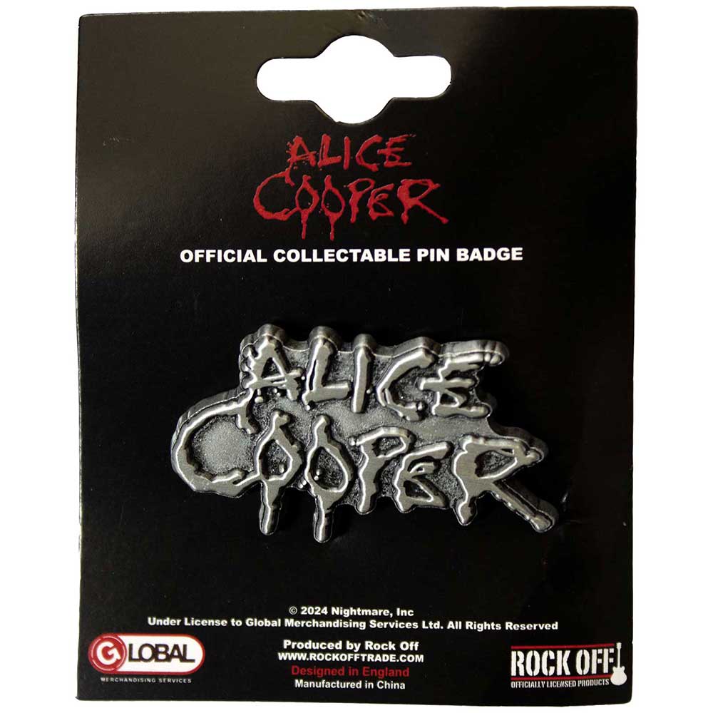 Alice Cooper Dripping Logo Silver Pin Badge