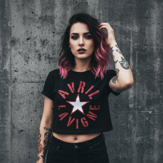 Avril Lavigne Stencil Logo Ladies Crop Top
