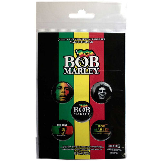 Bob Marley One Love Button Badge Pack