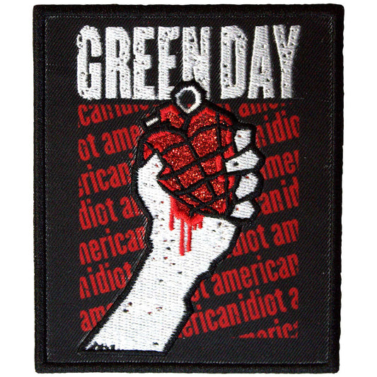 Green Day Woven Patch: American Idiot Text Repeat