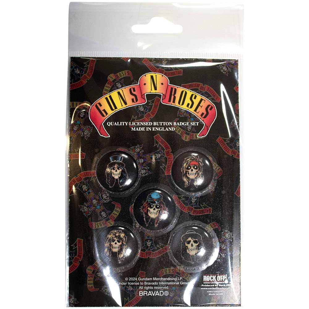 Guns N Roses Appetite Skulls Button Badge Pack