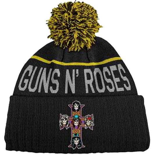 Guns N Roses Cross Bobble Beanie Hat