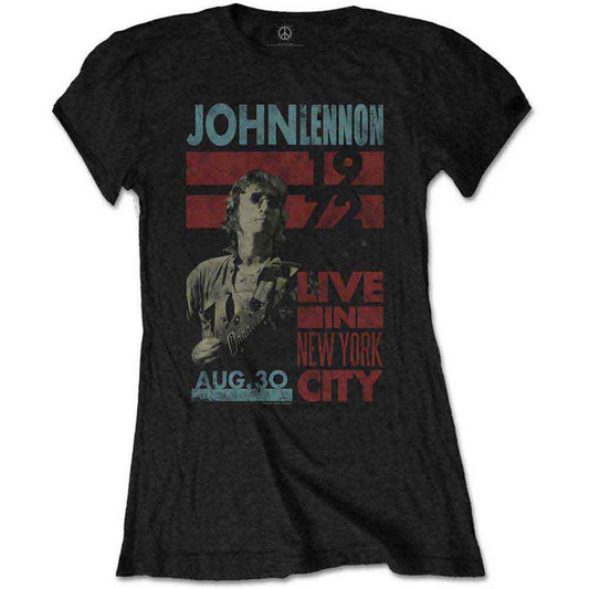 John Lennon Live In Nyc Ladies T-Shirt