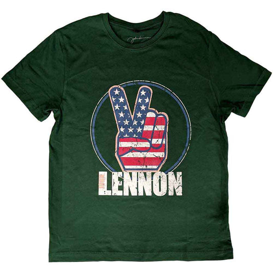John Lennon Peace Fingers US Flag Unisex T-Shirt