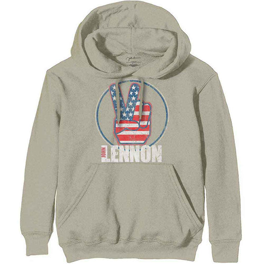 John Lennon Peace Fingers Us Flag Unisex Pullover Hoodie