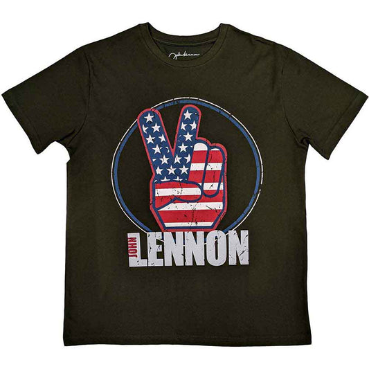 John Lennon Peace Fingers US Flag Unisex T-Shirt