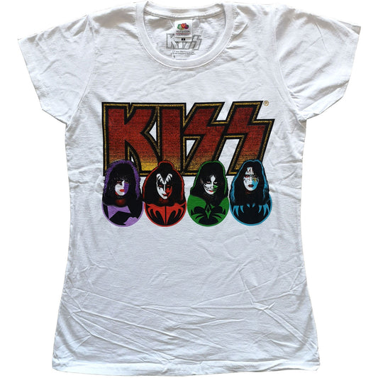 Kiss Logo Faces a Icons Ladies T-Shirt