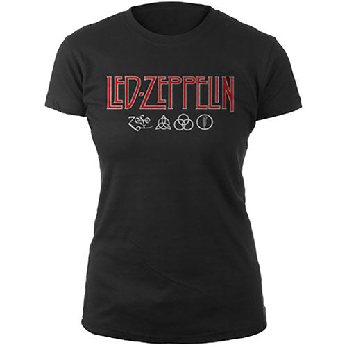 Led Zeppelin Logo a Symbols Ladies T-Shirt