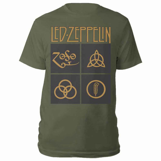 Led Zeppelin Gold Symbols In Black Square