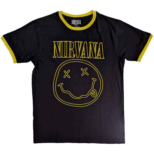 Nirvana Outline Happy Face Unisex Ringer T-Shirt