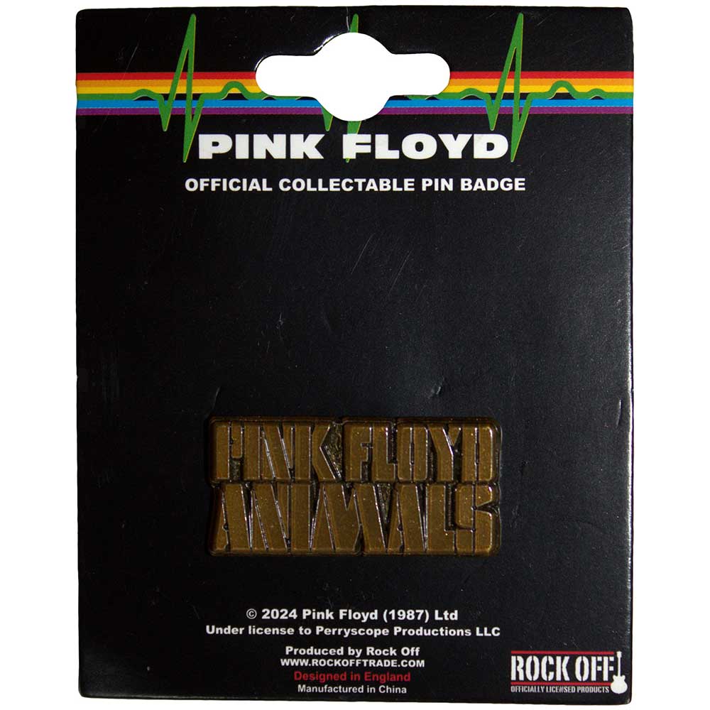 Pink Floyd Animals Gold Text Logo Pin Badge