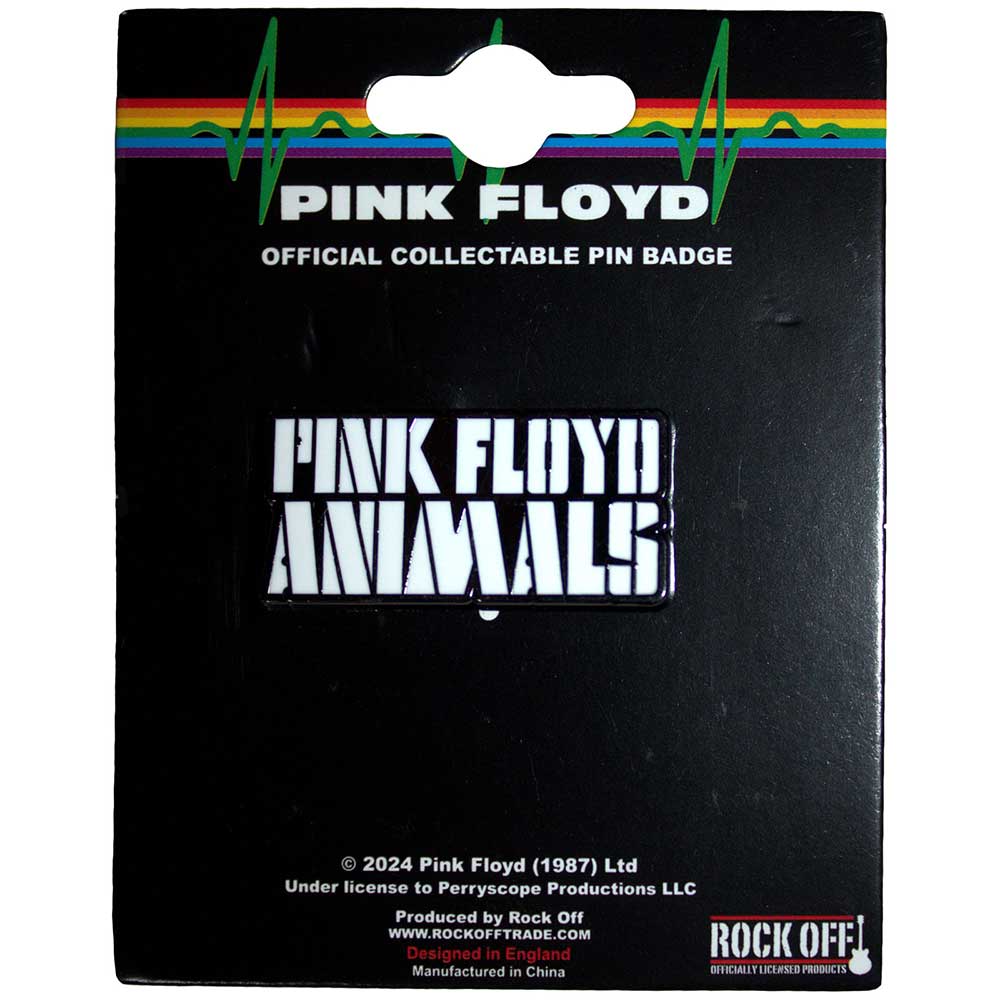 Pink Floyd Animals Mono Text Logo Pin Badge
