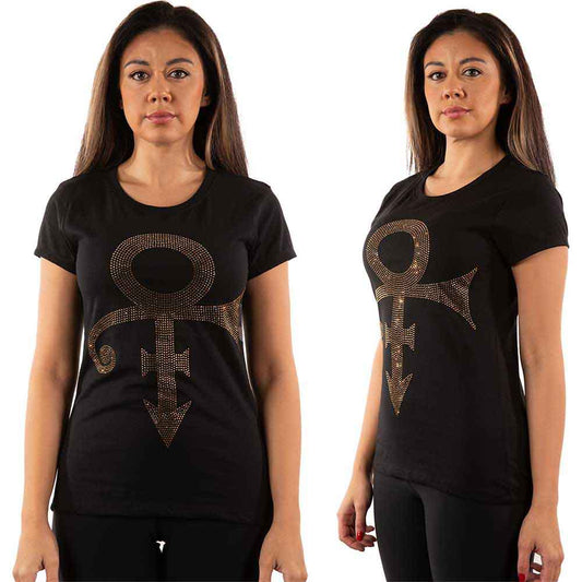 Prince Gold Symbol Embellished Ladies T-Shirt