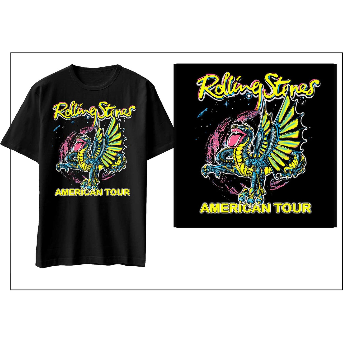 THE ROLLING STONES UNISEX T-SHIRT: AMERICAN TOUR DRAGON