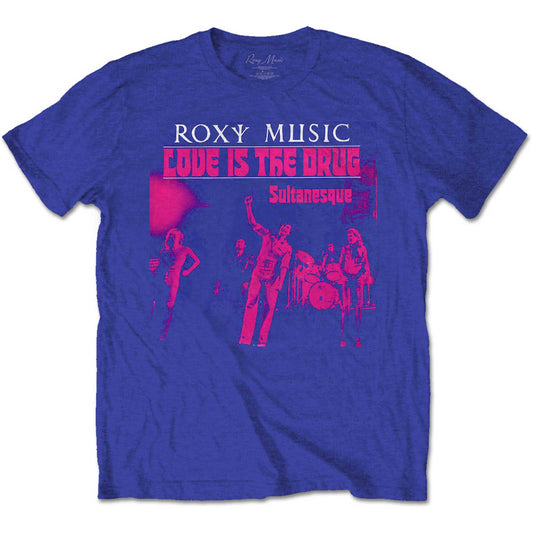 ROXY MUSIC UNISEX T-SHIRT: LOVE IS THE DRUG
