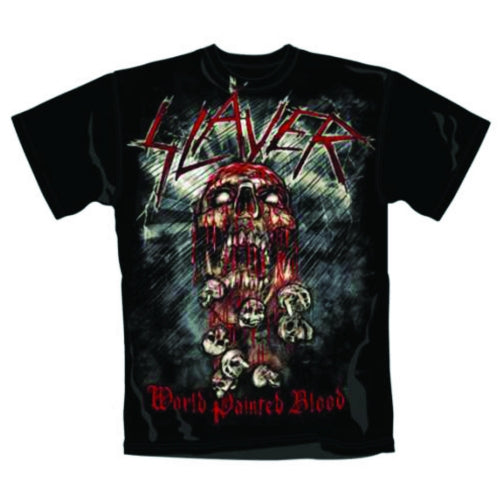 SLAYER UNISEX T-SHIRT: WORLD PAINTED BLOOD SKULL