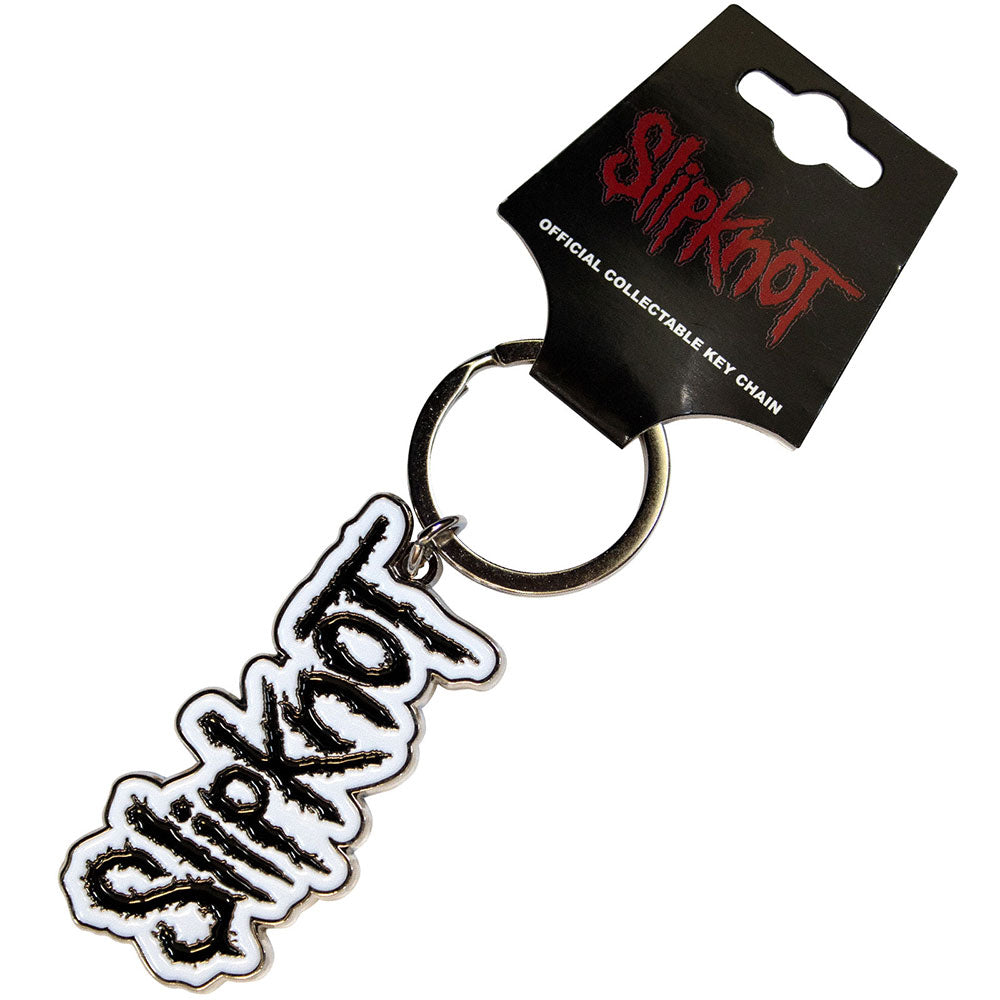 Slipknot Keychain: Black Logo White Border