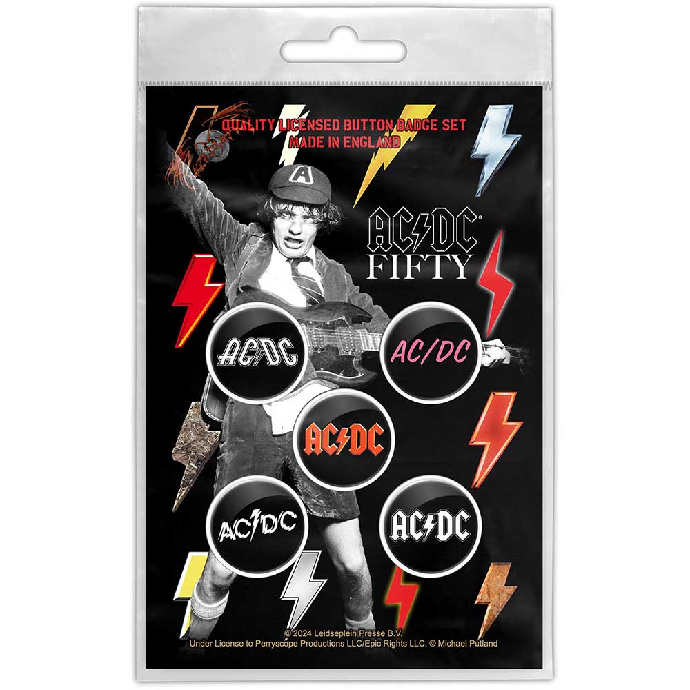 AC/DC Bolt Array Button Badge
