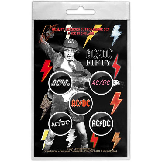 AC/DC Bolt Array Button Badge