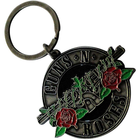 Guns N Roses Silver Circle Logo Keychain