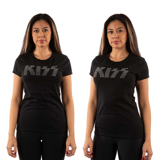 Kiss Logo Diamante Ladies Embellished T-Shirt