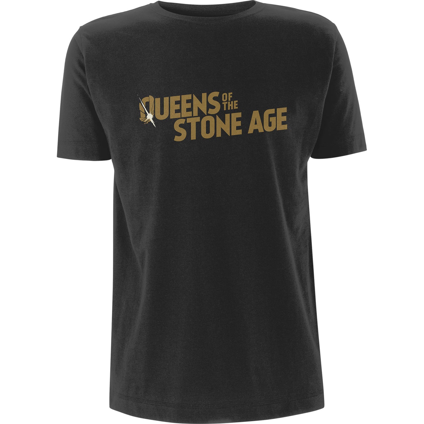 QUEENS OF THE STONE AGE UNISEX T-SHIRT: METALLIC TEXT LOGO