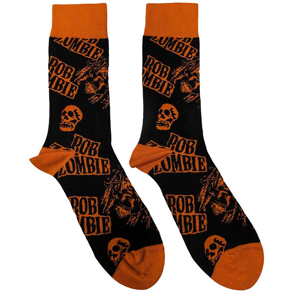 Rob Zombie Skull Face Orange Unisex Ankle Socks