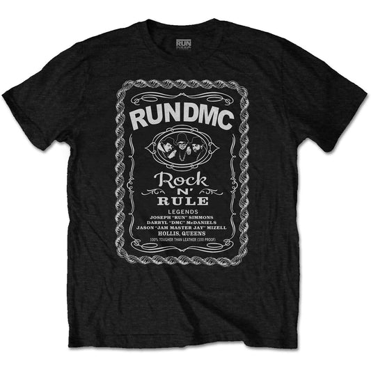 RUN DMC UNISEX T-SHIRT: ROCK N' RULE WHISKEY LABEL