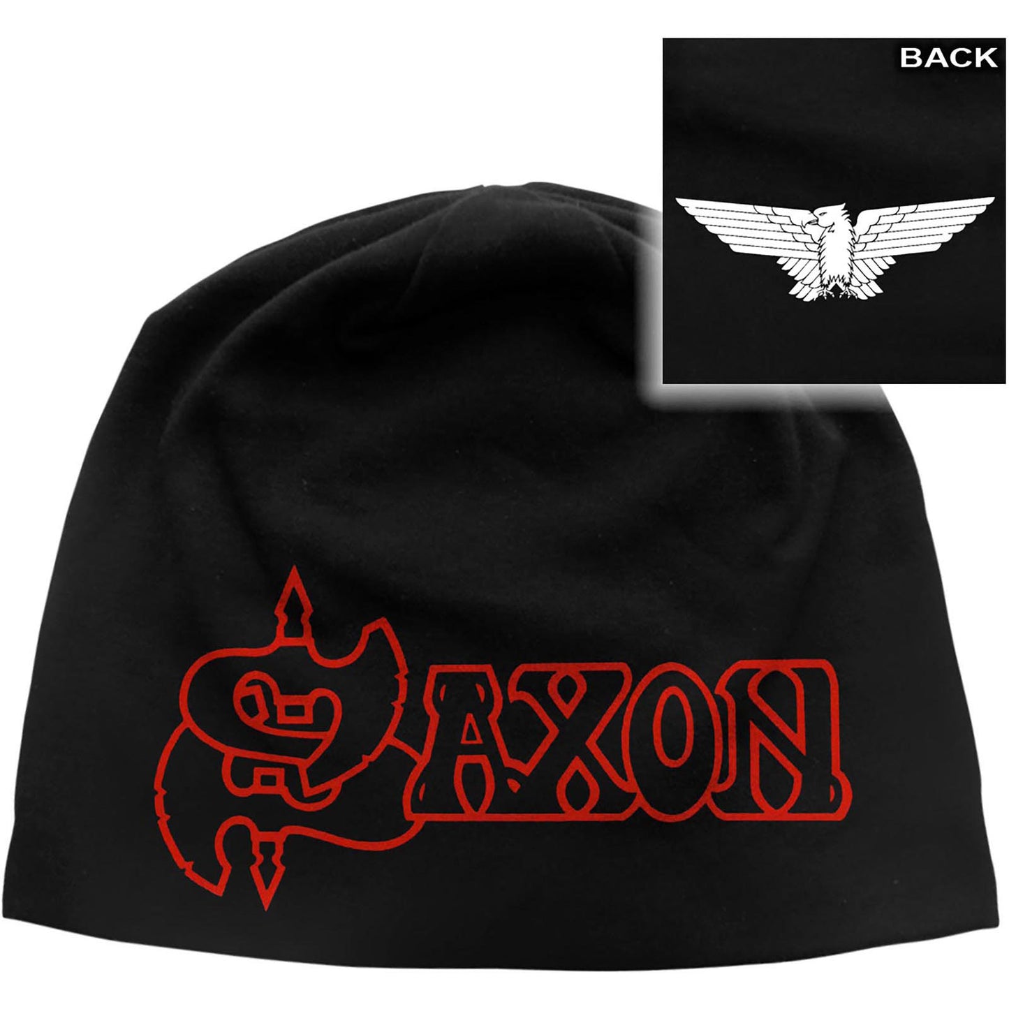 SAXON UNISEX BEANIE HAT: LOGO & EAGLE