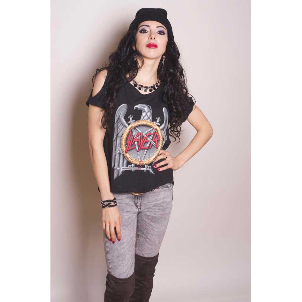 SLAYER LADIES T-SHIRT: SILVER EAGLE