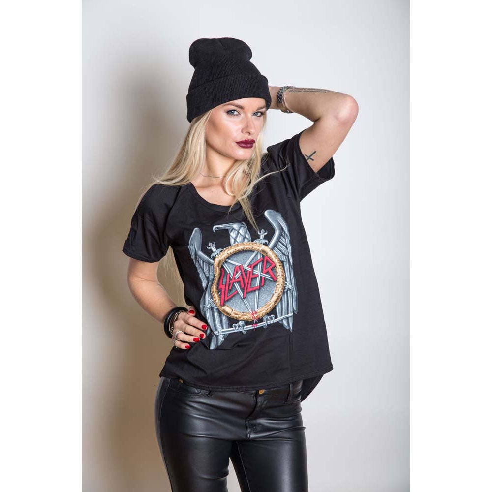 SLAYER LADIES T-SHIRT: SILVER EAGLE