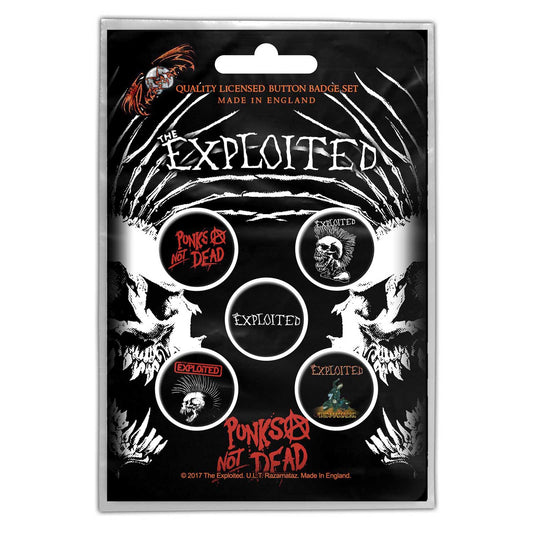 THE EXPLOITED BUTTON BADGE PACK: PUNKS NOT DEAD